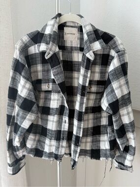 Lucky Brand Black & White Plaid Shirt Jacket